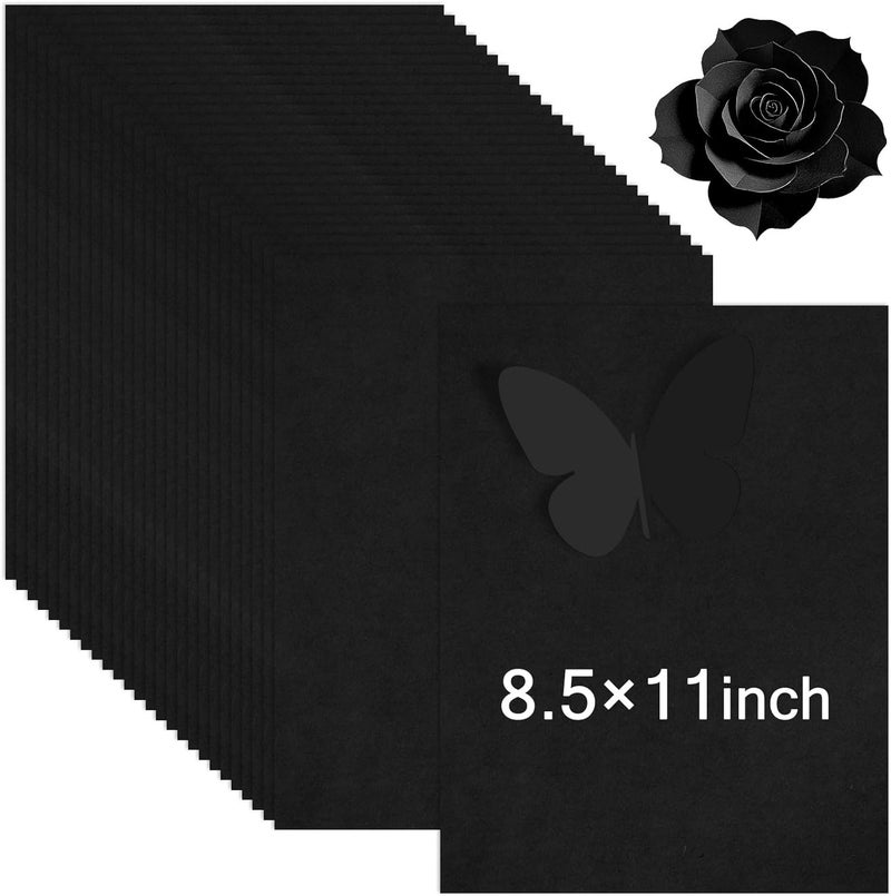 JULBEAR 30 Sheets Black Cardstock 8.5 x 11 Inches 65lb Cover Card Stock 180GSM Heavyweight Paper Thick Paper for DIY Cards, Scrapbooking, Crafts, Business Cards, Invitations,Bookmarks, Office Supplies - Image 1